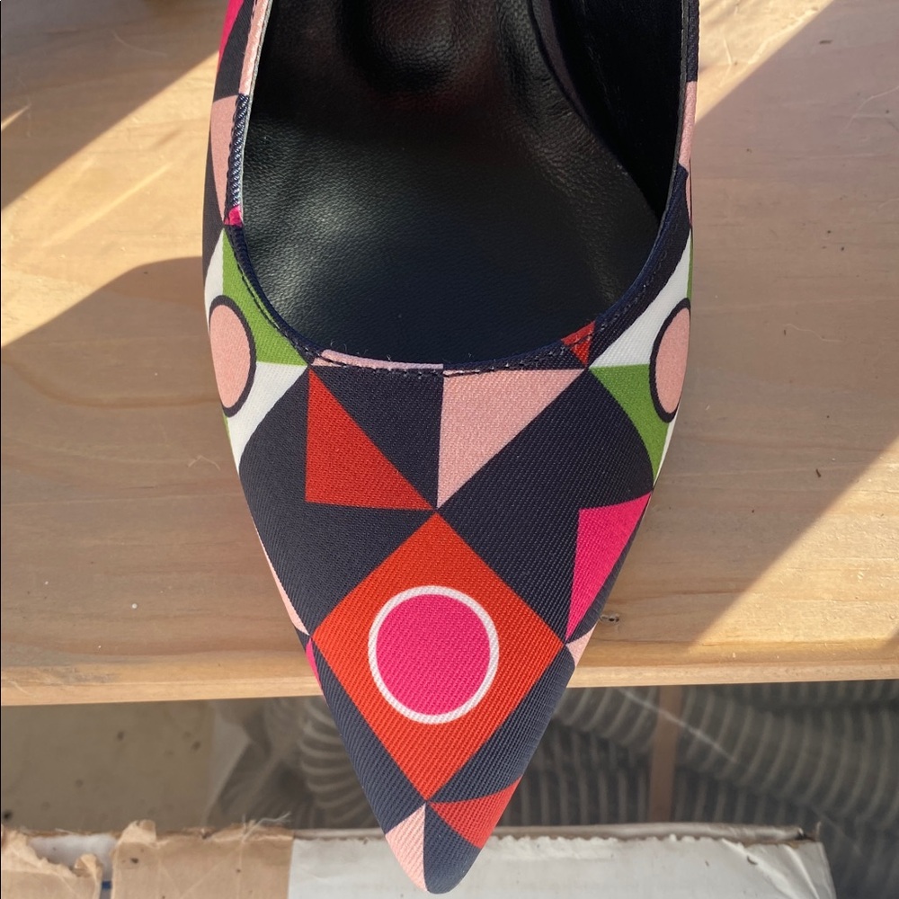 Geometric Patterned Slingback Heels - image 2